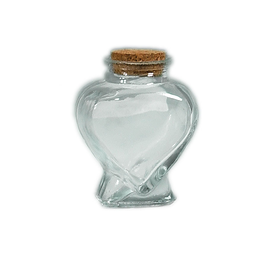 Glass Heart Bottle with Cork Stopper 3¼"