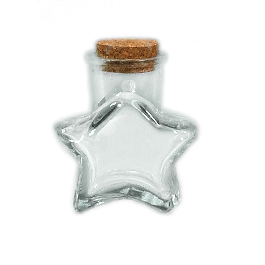 Glass Star Bottle with Cork Stopper 3 1/8"