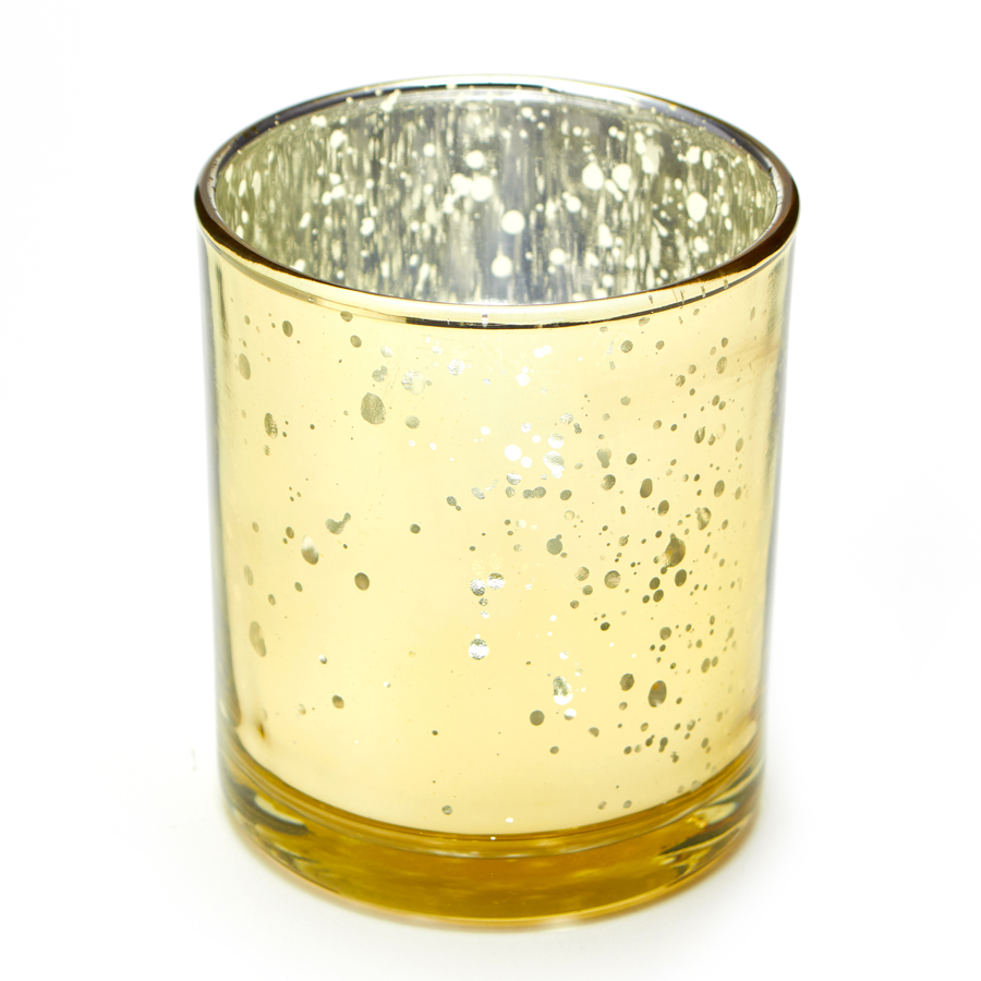 Decorative Mercury Metallic Round Glass Candle Holder 3¼ - Gold