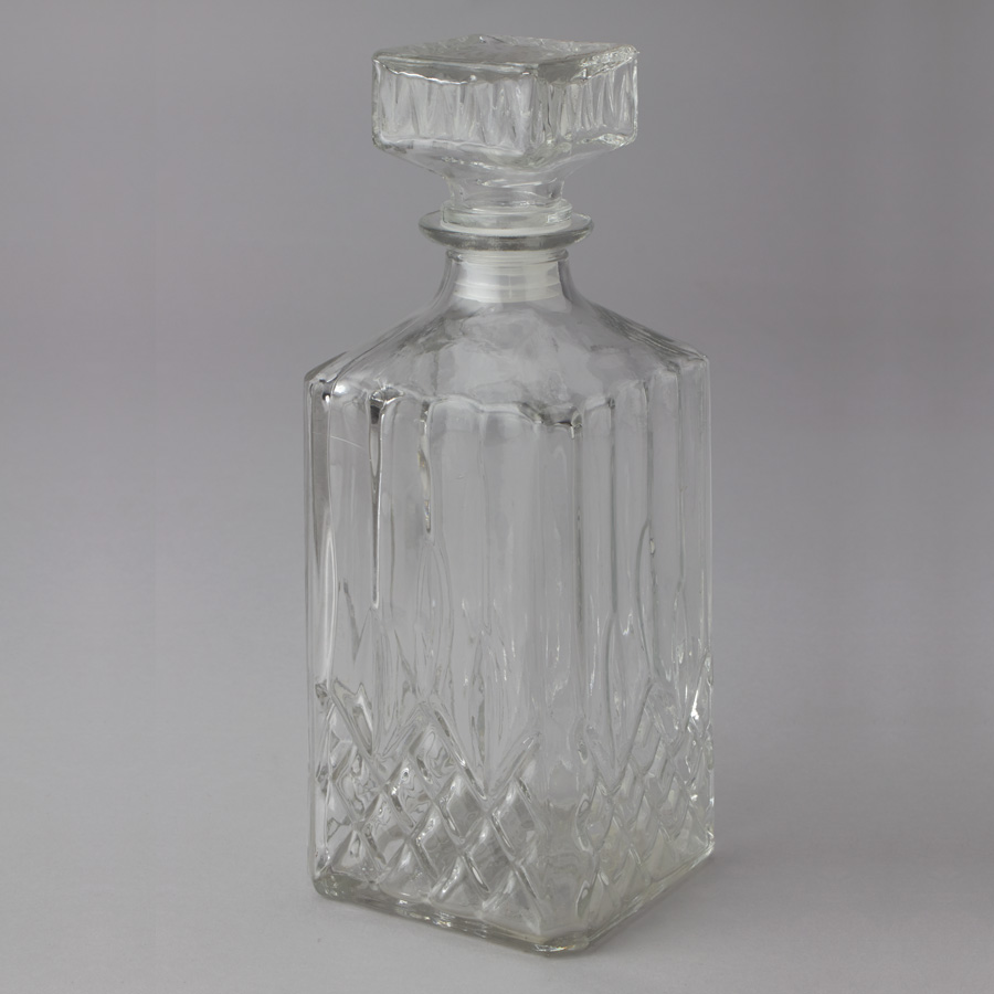Vintage Heavy Crystal Square Glass Liquor Decanter