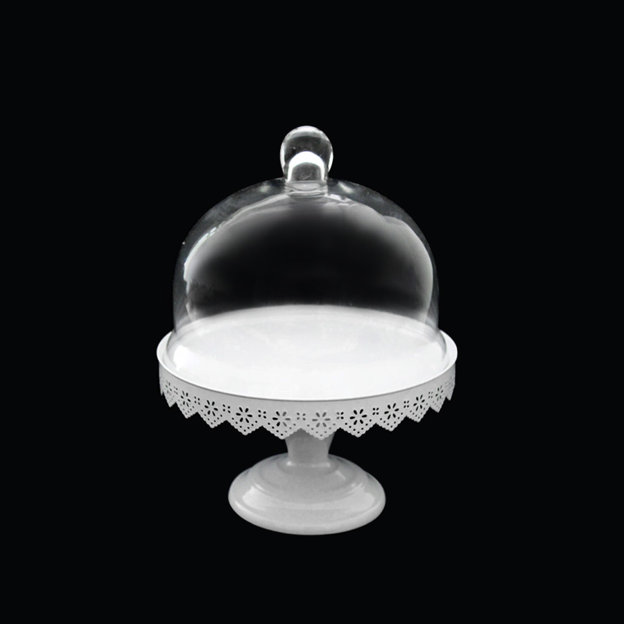 Glass Dome Cover Cake Stand with Metal Stand 11"