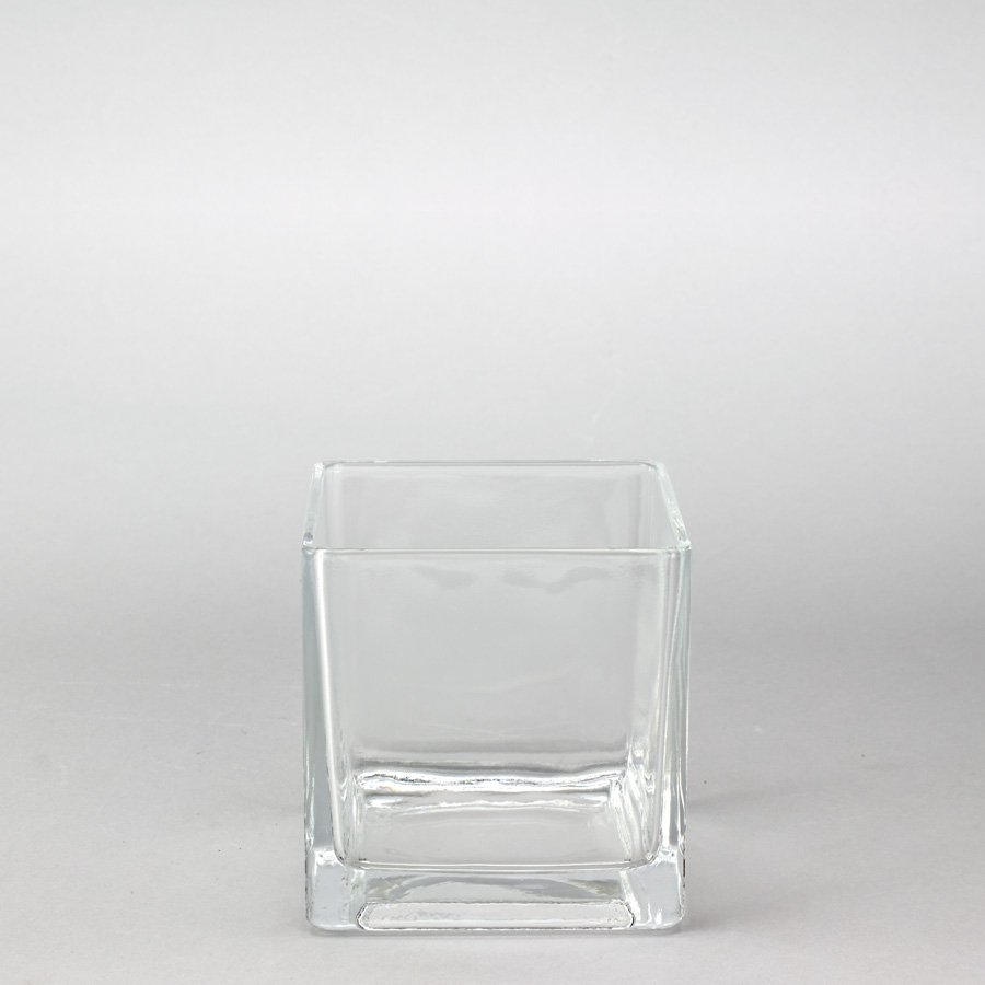 Glass Square Cube Vase 5"