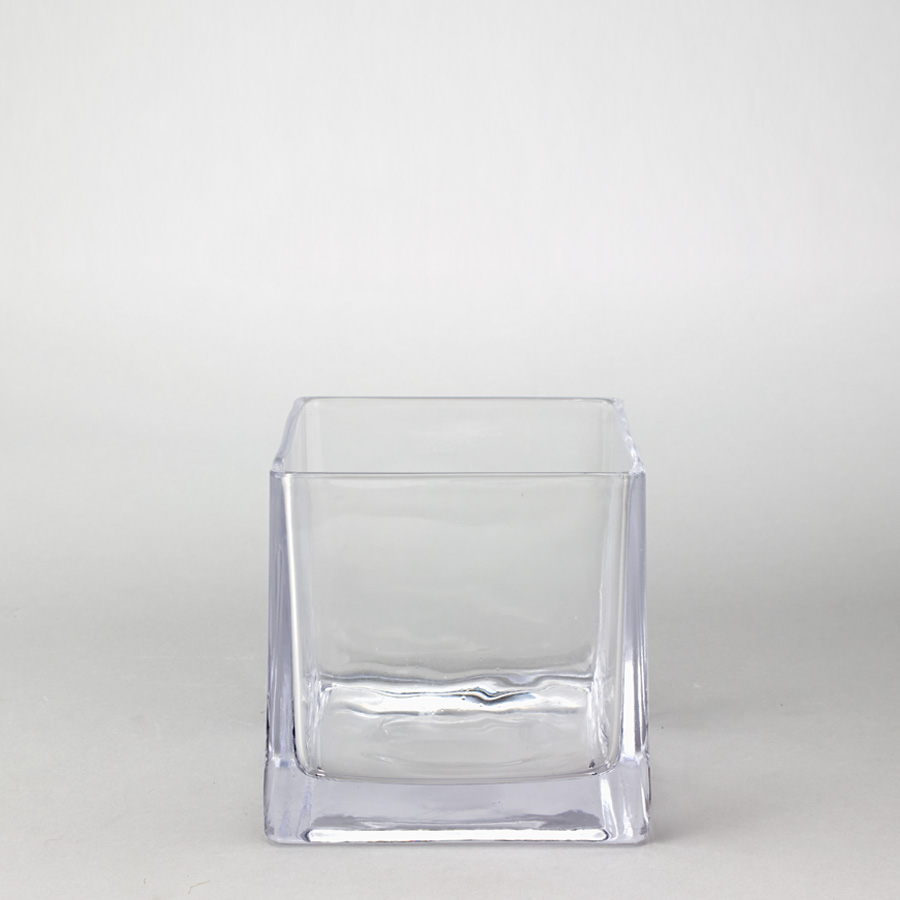 Glass Square Cube Vase 6"