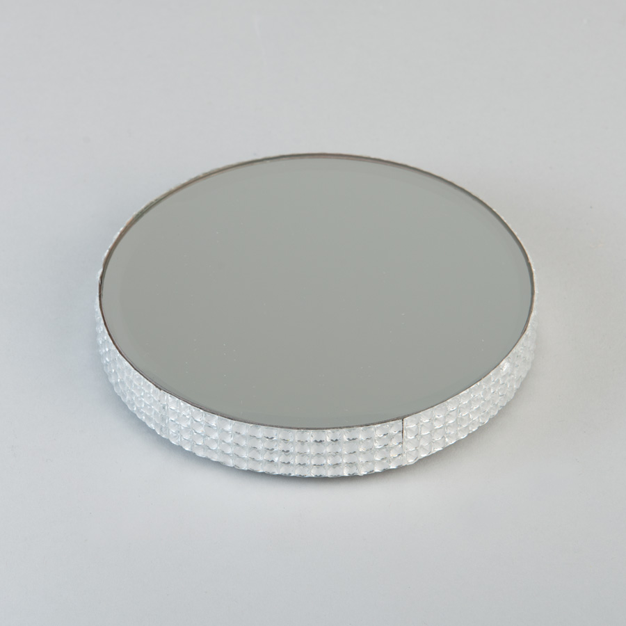 Round Mirror Plate with Gems 10"