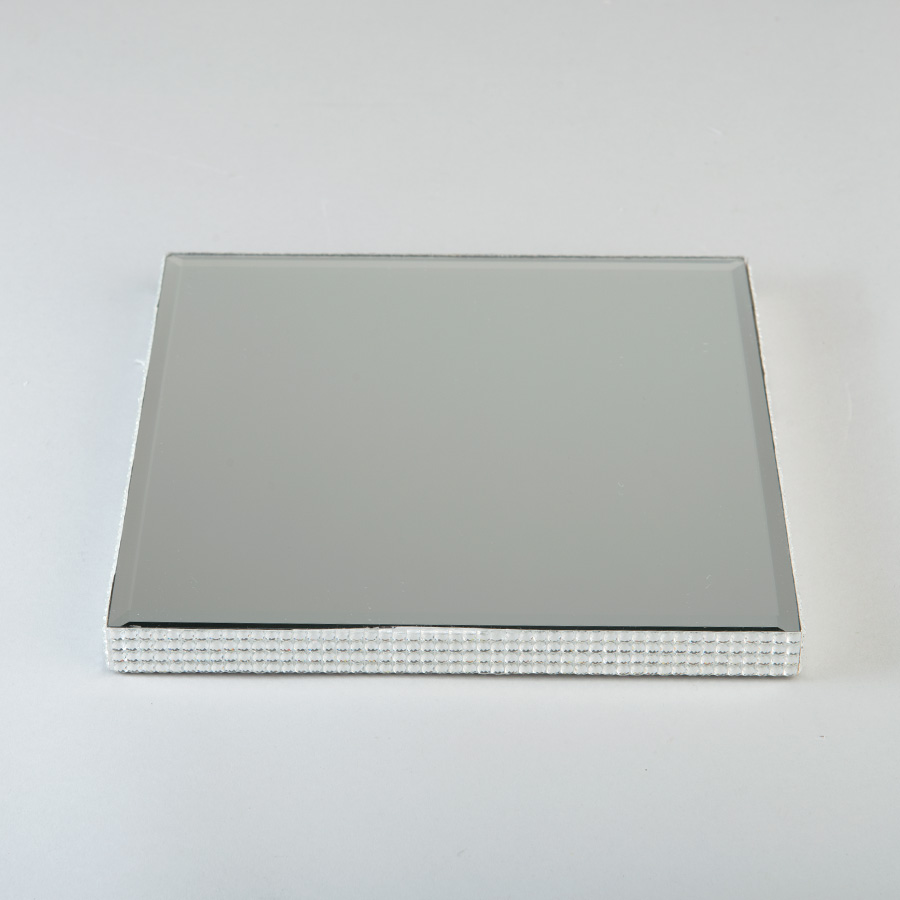 Square Mirror Plate with Gems 10"