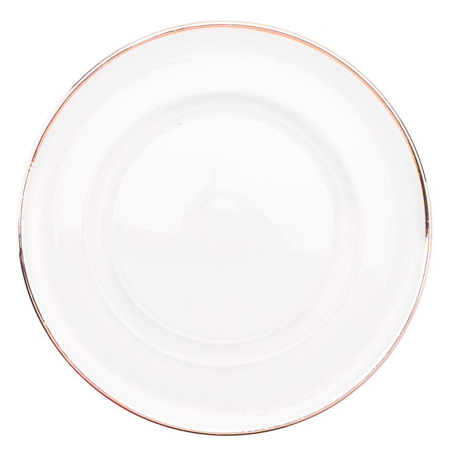 Glass Charger Plate with 0.5 cm Metallic Rim 13" - Rose Gold