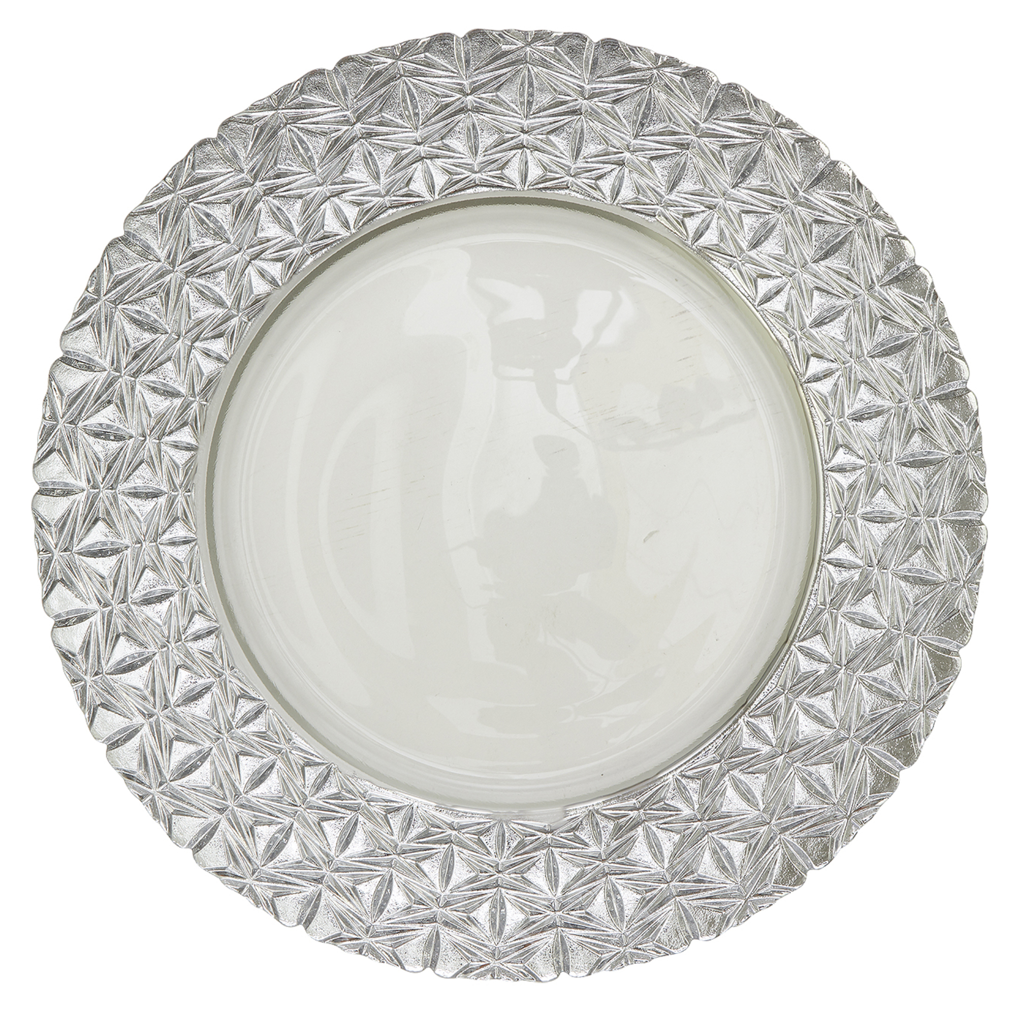 Abstract Glass Charger Plate 13" - Silver