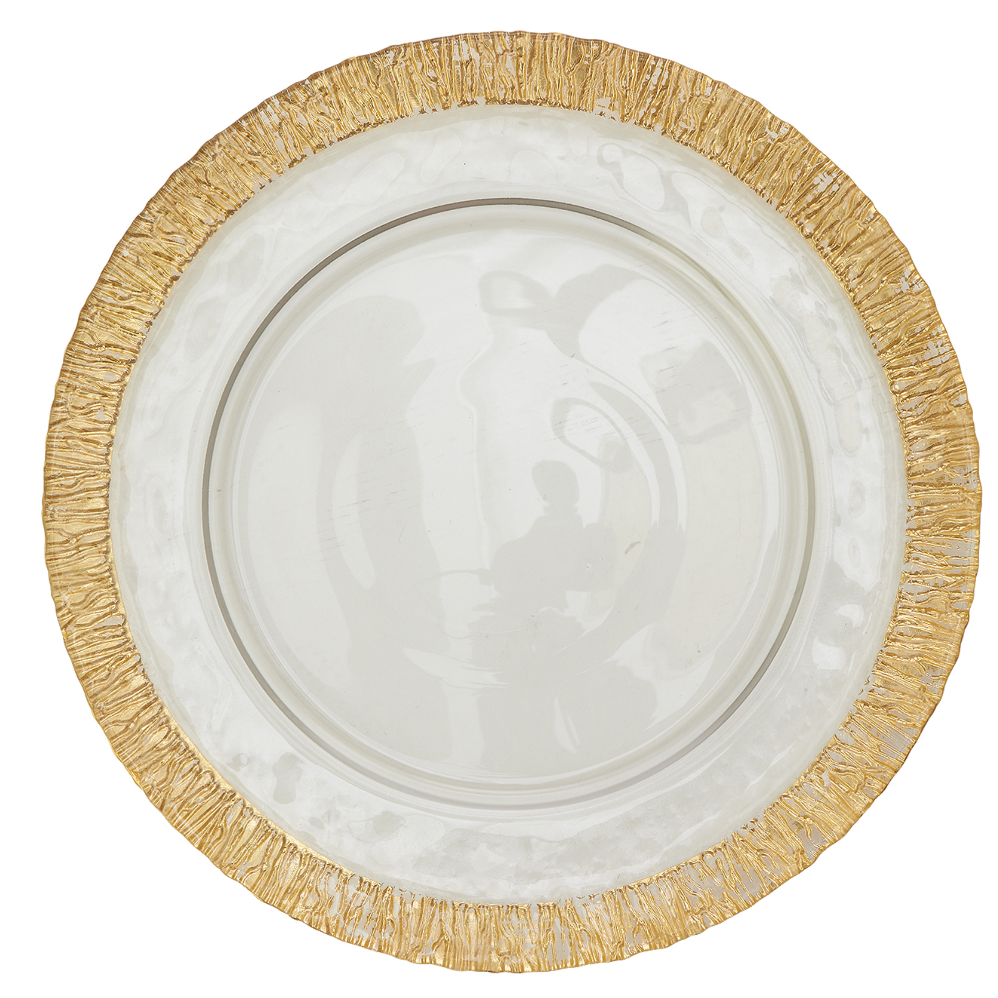 Wood Grain Edge Glass Charger Plate 13" - Gold