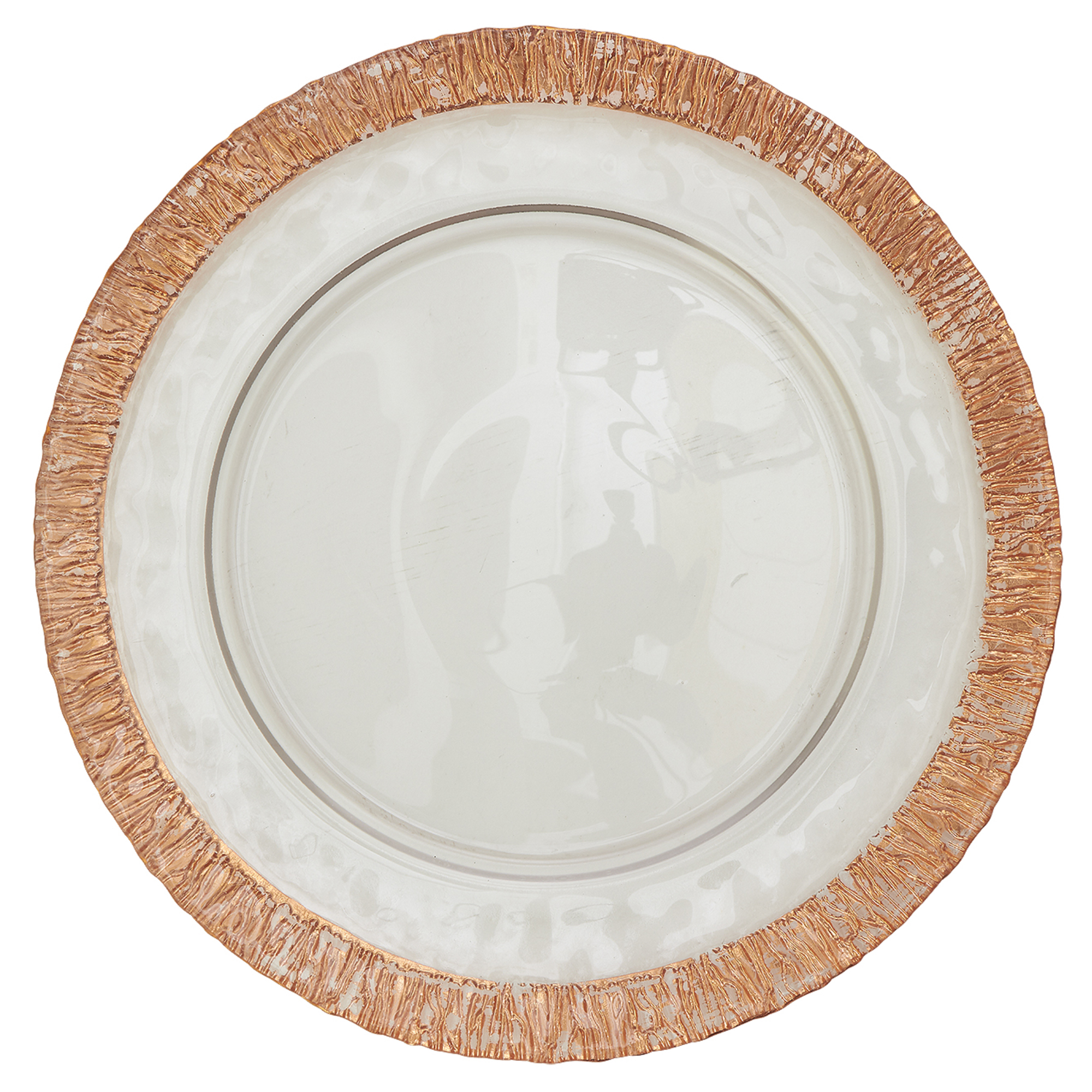 Wood Grain Edge Glass Charger Plate 13" - Rose Gold