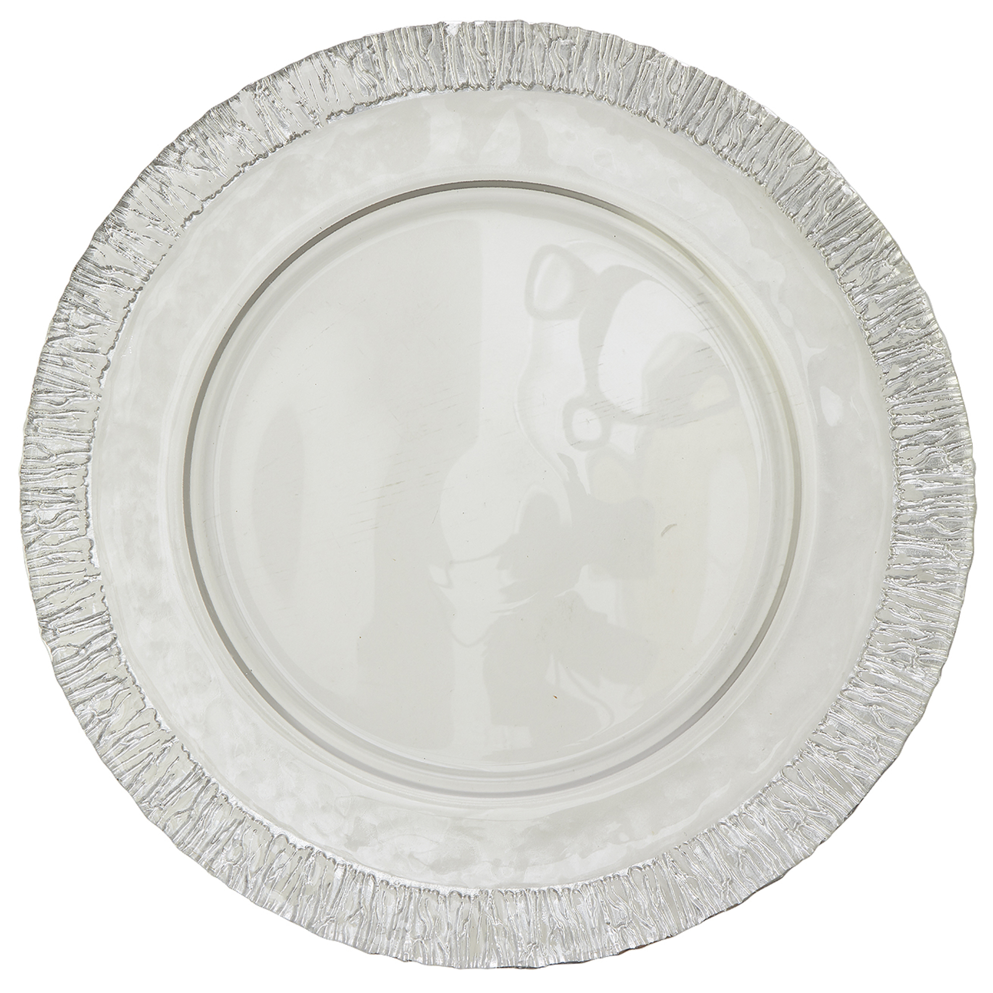 Wood Grain Edge Glass Charger Plate 13" - Silver