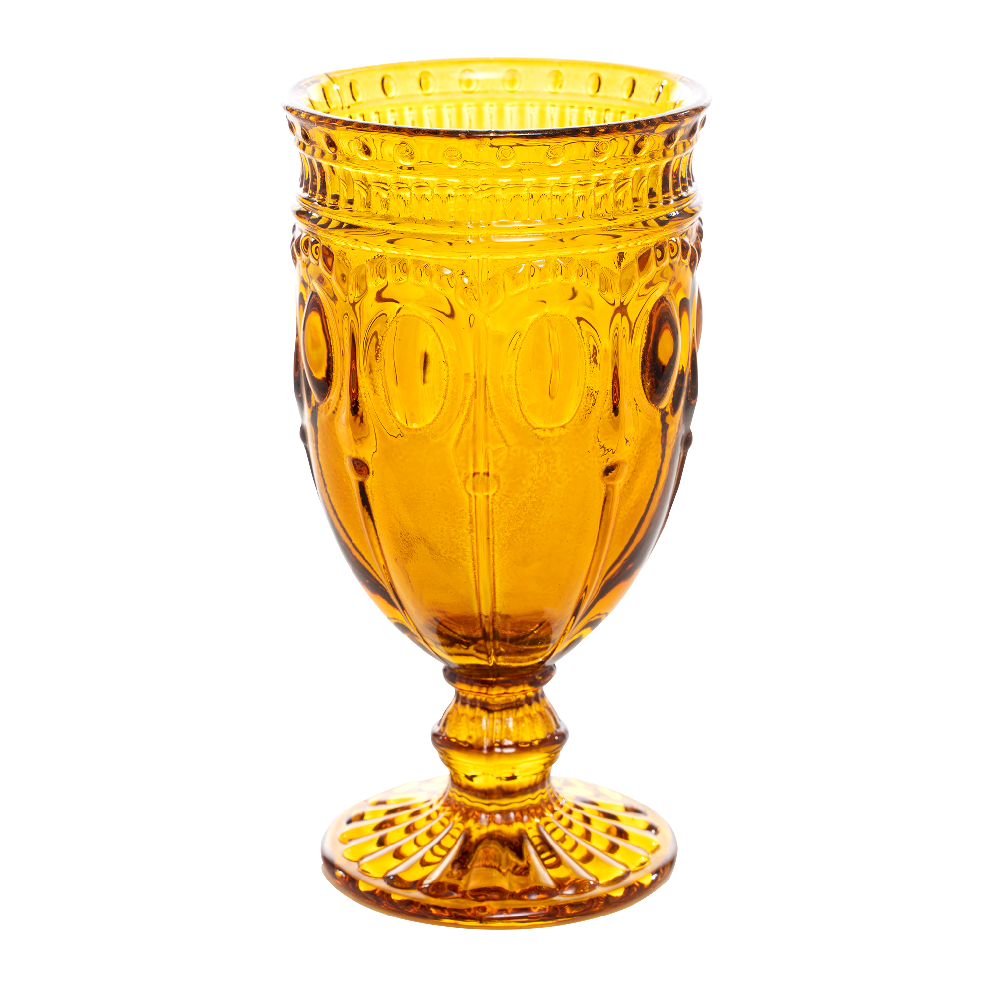 Embossed Glass Goblet 6½" 10oz 6pc/box - Amber