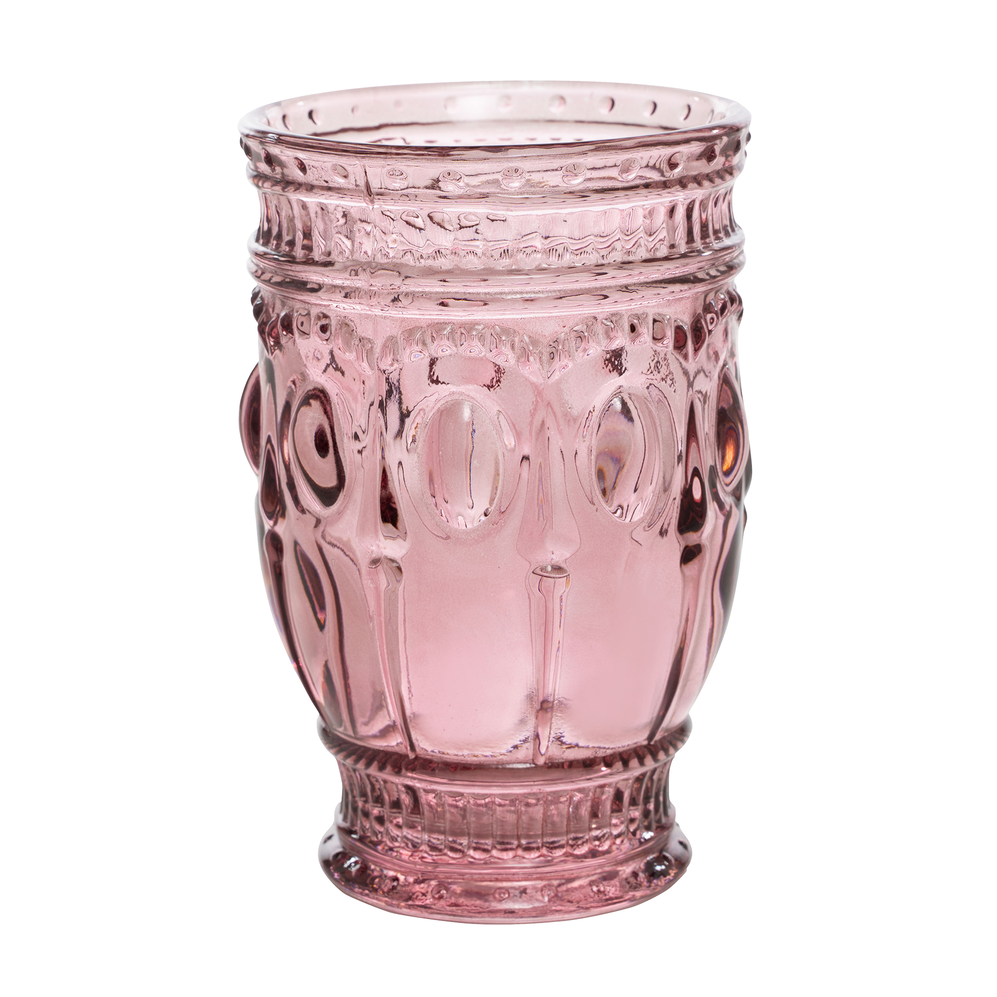 Embossed Glass Cup 5" 10oz 6pc/box - Blush