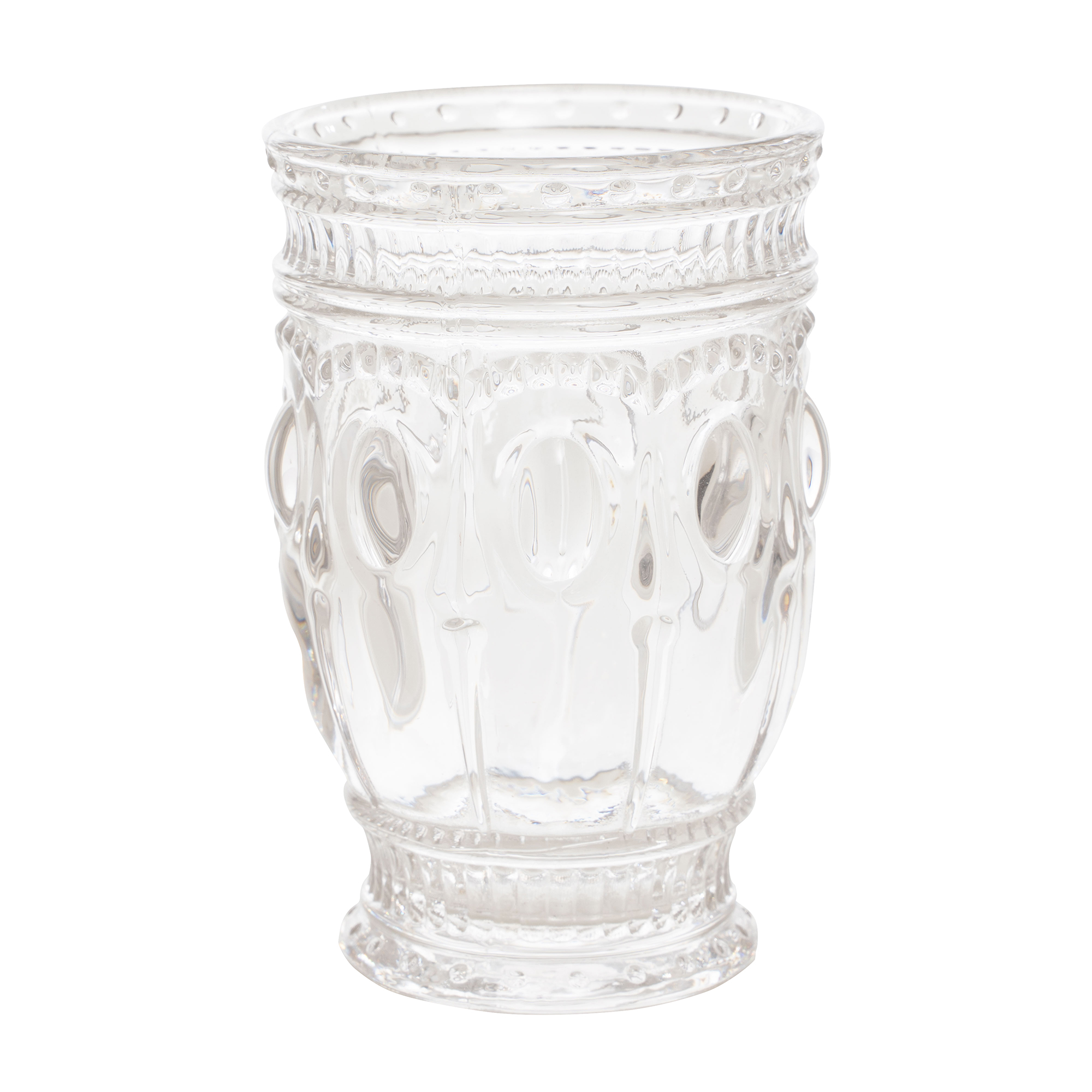 Embossed Glass Cup 5" 10oz 6pc/box - Clear