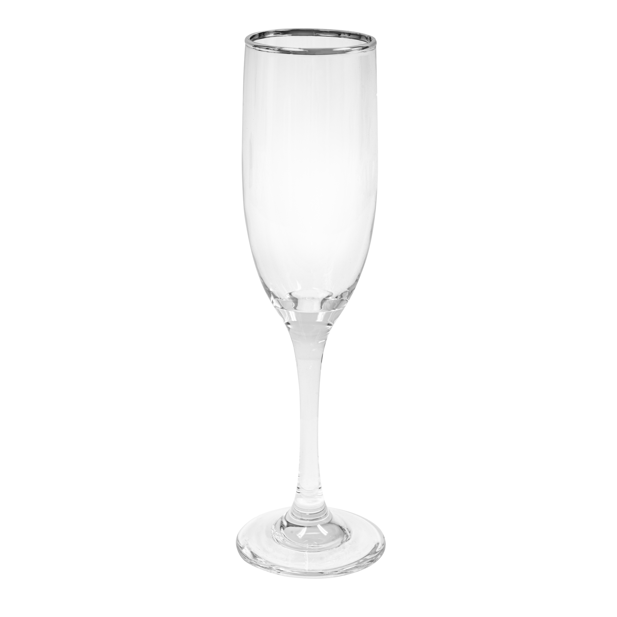 Glass Champagne Flutes Silver Rim- Set of 6pcs