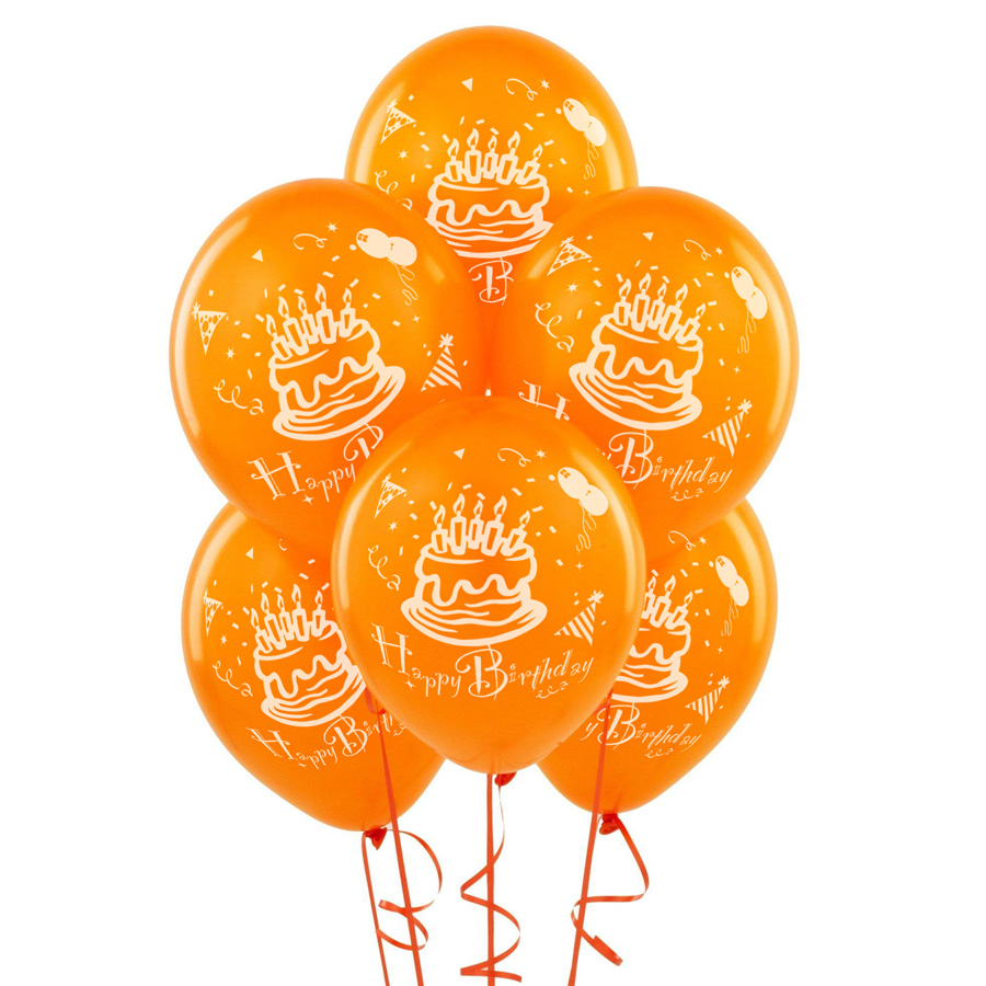 "Happy Birthday" Balloons 144pc/bag - Orange