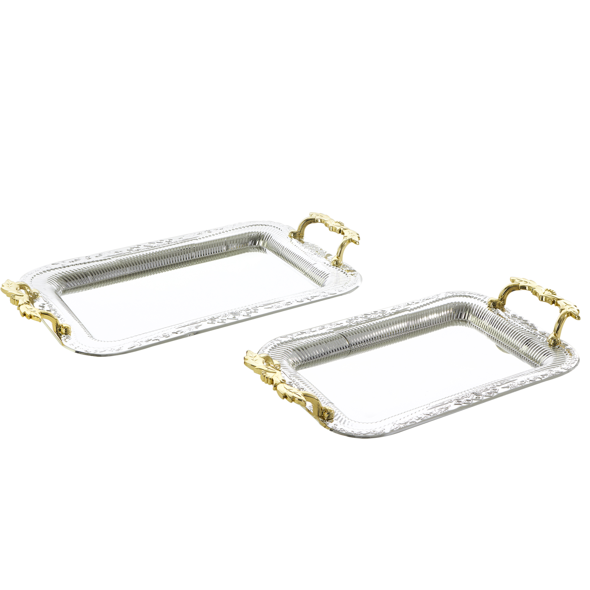 Metal Serving Tray 2pc/set - Silver