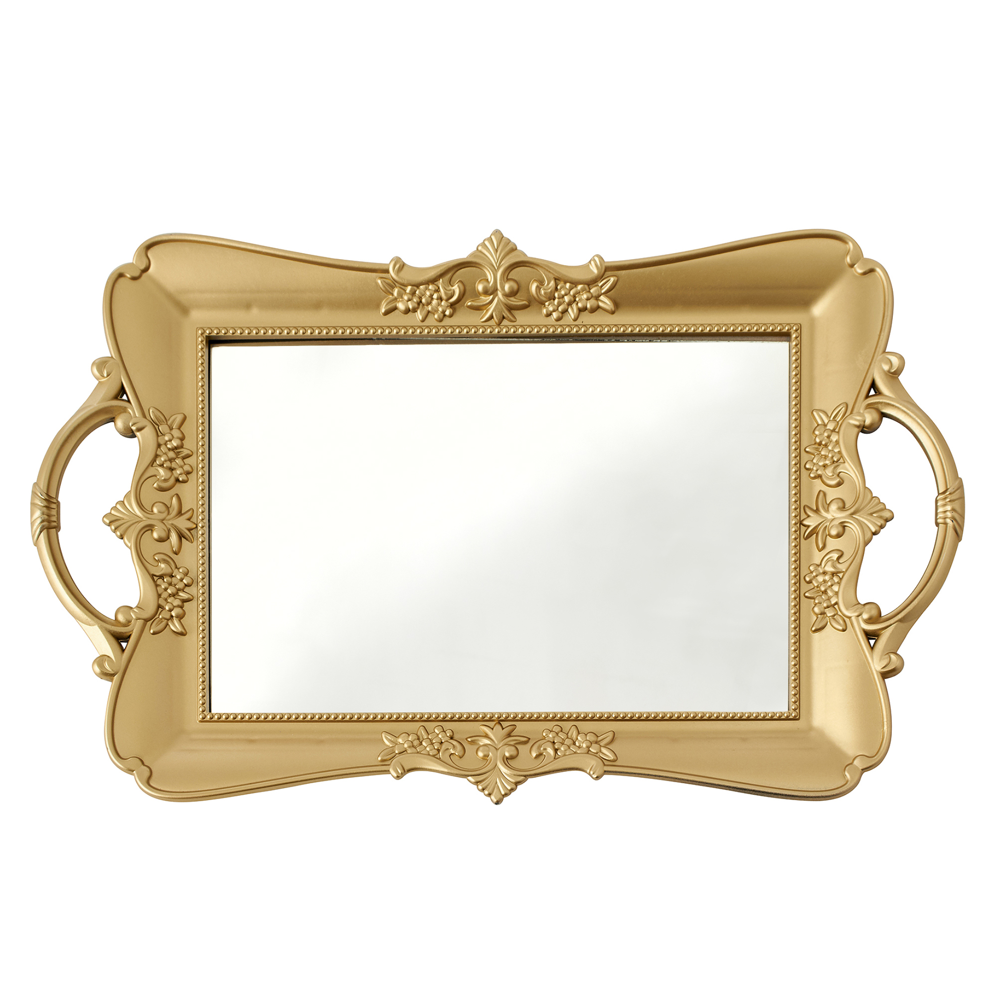 Plastic Tray with Mirror - Gold
