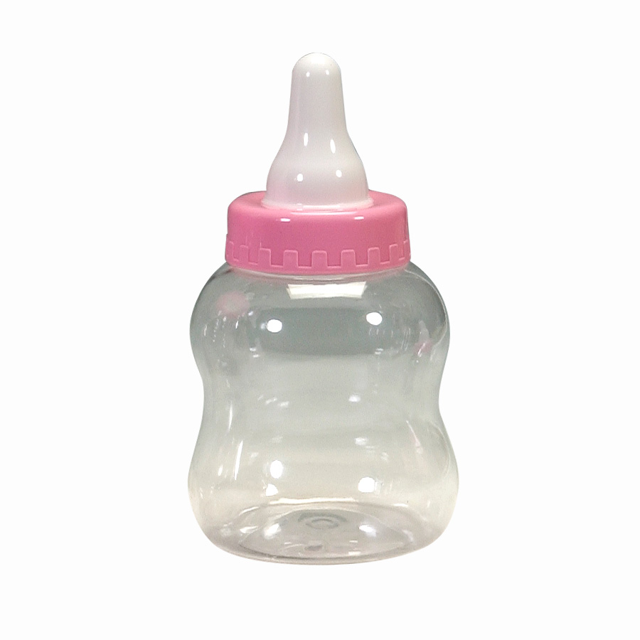 Plastic Baby Bottle Pink 8 1/2"