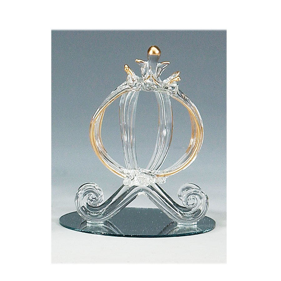 Crystal Glass Carriage Favor on Mirrored Base 4"
